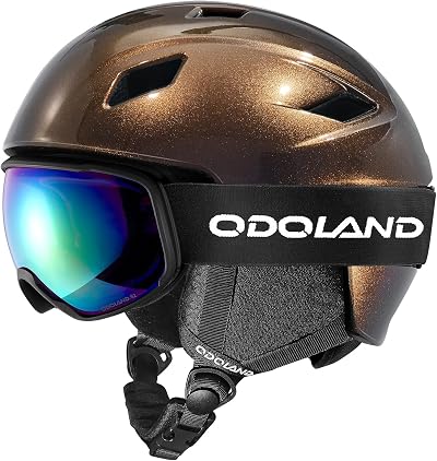Odoland Ski Helmet with Goggles Set for Men Women Adjustable Snow Gear