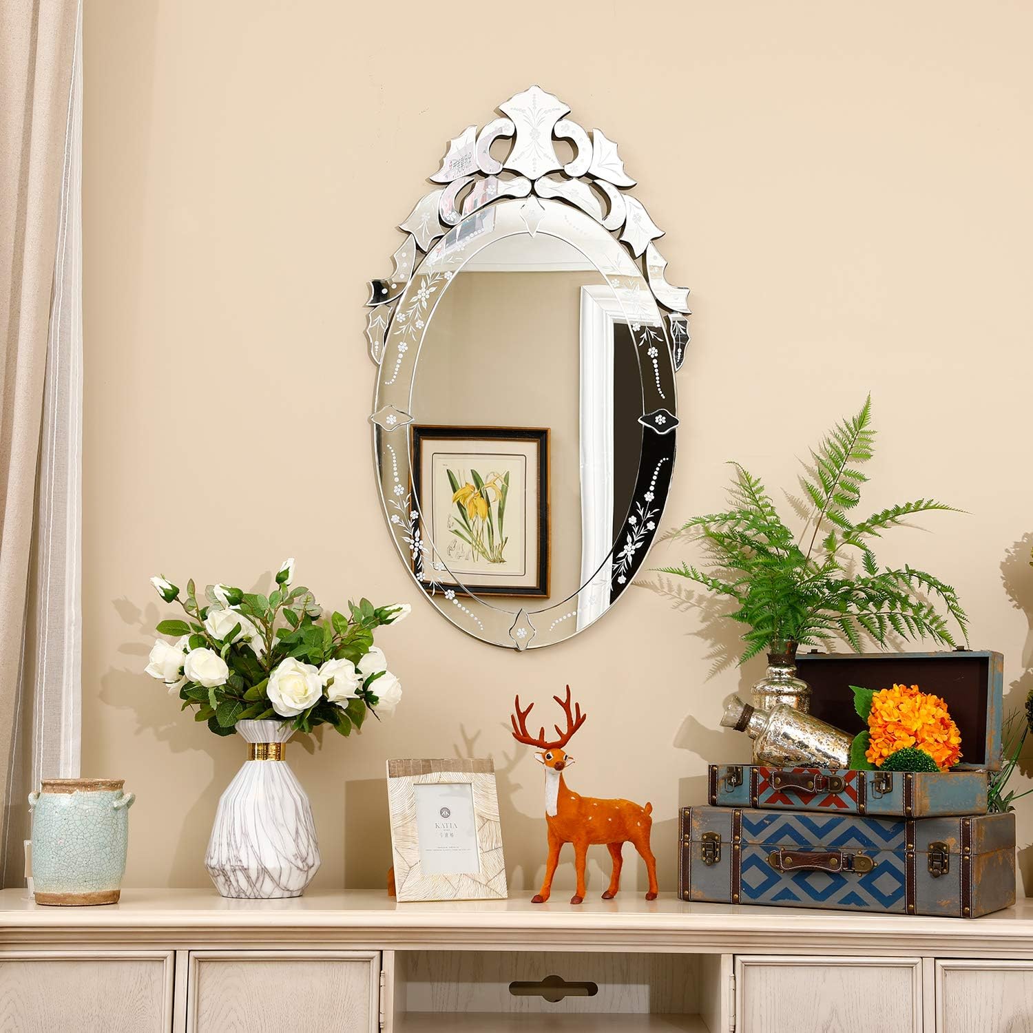 KOHROS - Espejo de pared veneciano con diseño transparente ...