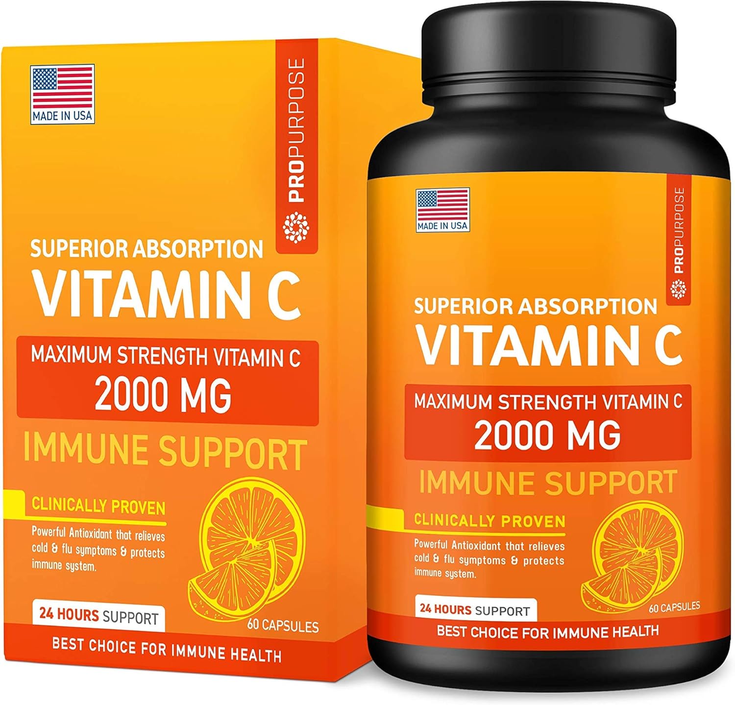 Vitamin C 2000 mg Ascorbic Acid Vitamin C for Immune Support High Absorption