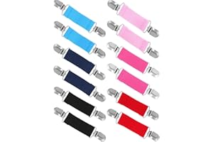 Zhanmai 6 Pairs Mitten Clips Elastic Stainless Steel Gloves Clips for Dress Pants Sweater Shawl Hat Dog Diapers Clip