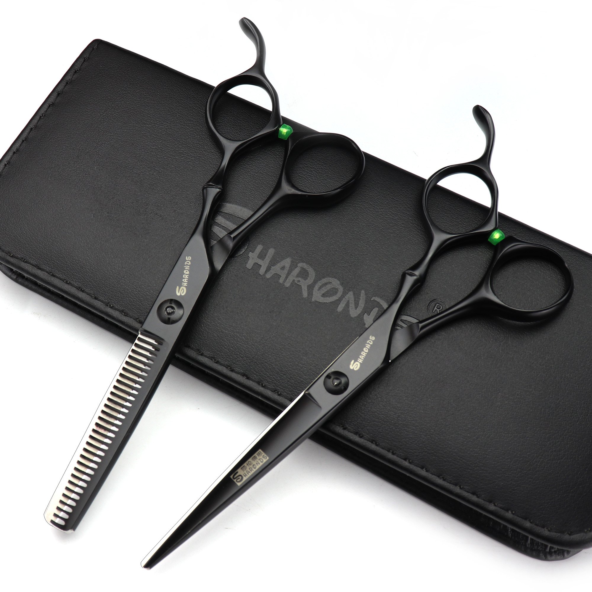 Professional Hair-Dressing Scissors and Hair Thinning Scissor Shears Set - Black - Stainless Steel J44C 5.5"/ 6" 7/7.5 inch (6 inches, 2 Pieces)