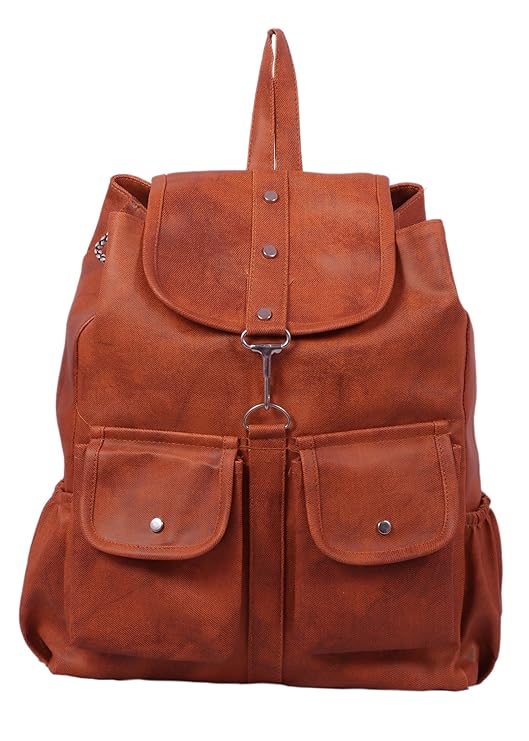 FutureWorld Women Backpack Waterproof Bag Zipper Type in PU (Dark Brown)