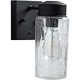 Amazon Brand – Rivet Mid-Century Mercury Glass Shade Indoor/Outdoor Wall Sconce Light with Bulb, 10.05"H, Black