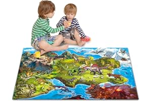 Oriate Kids Toy Dream Mat Dinosaur World Activity Playmat, Parent-Child Interaction Cognitive Teaching Floor Game Carpet, Lea