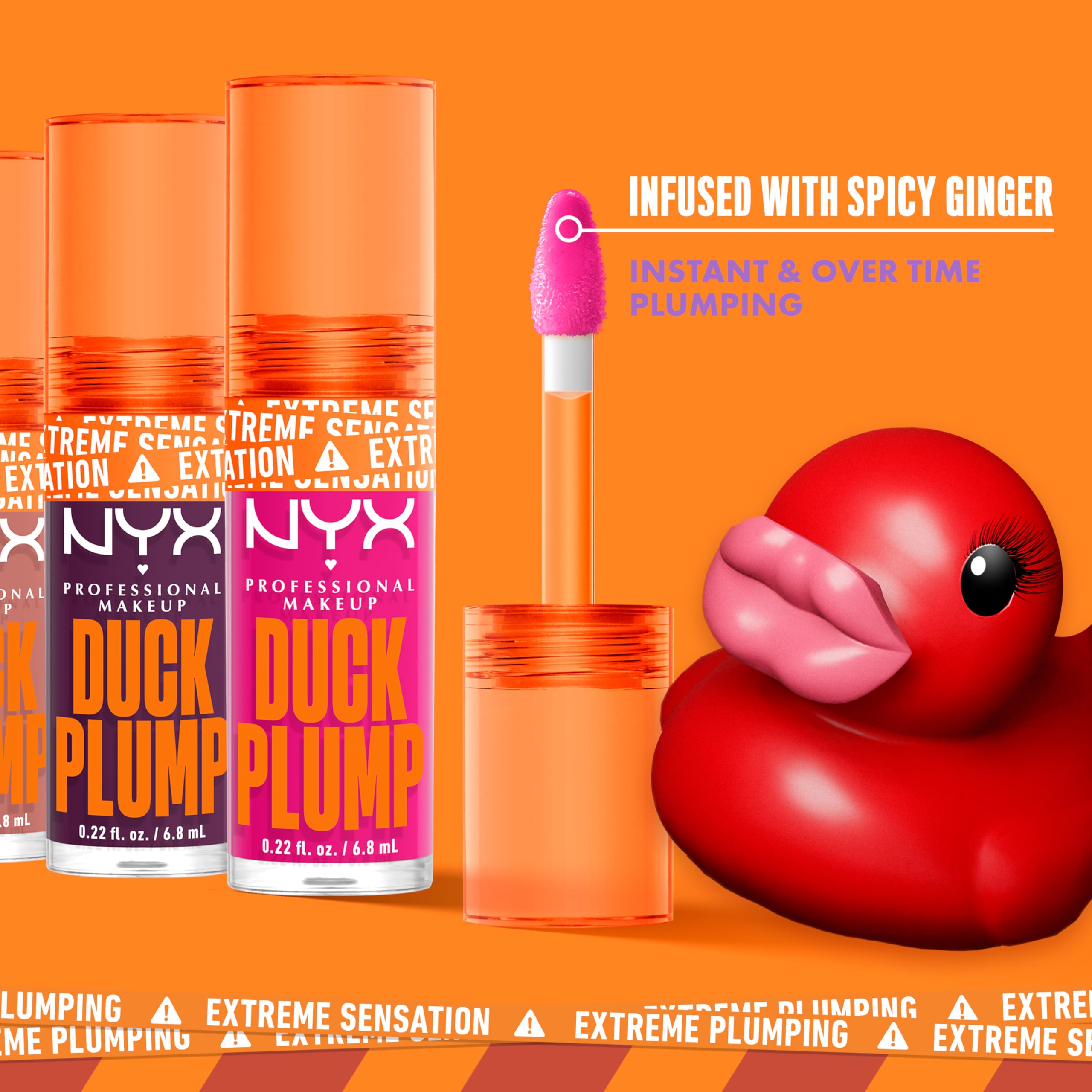 NYX PROFESSIONAL MAKEUP Duck Plump High Pigment Lip Gloss, Lip Plumper Gloss with Spicy Ginger - Bangin Bare