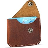 TheAntiq Leather Card Holder Minimalist Wallet - Handmade Slim Credit Card Case with Button Closure, Compact Leather Card Case Holds Up to 4 Cards, Front Pocket Wallet for Men & Women