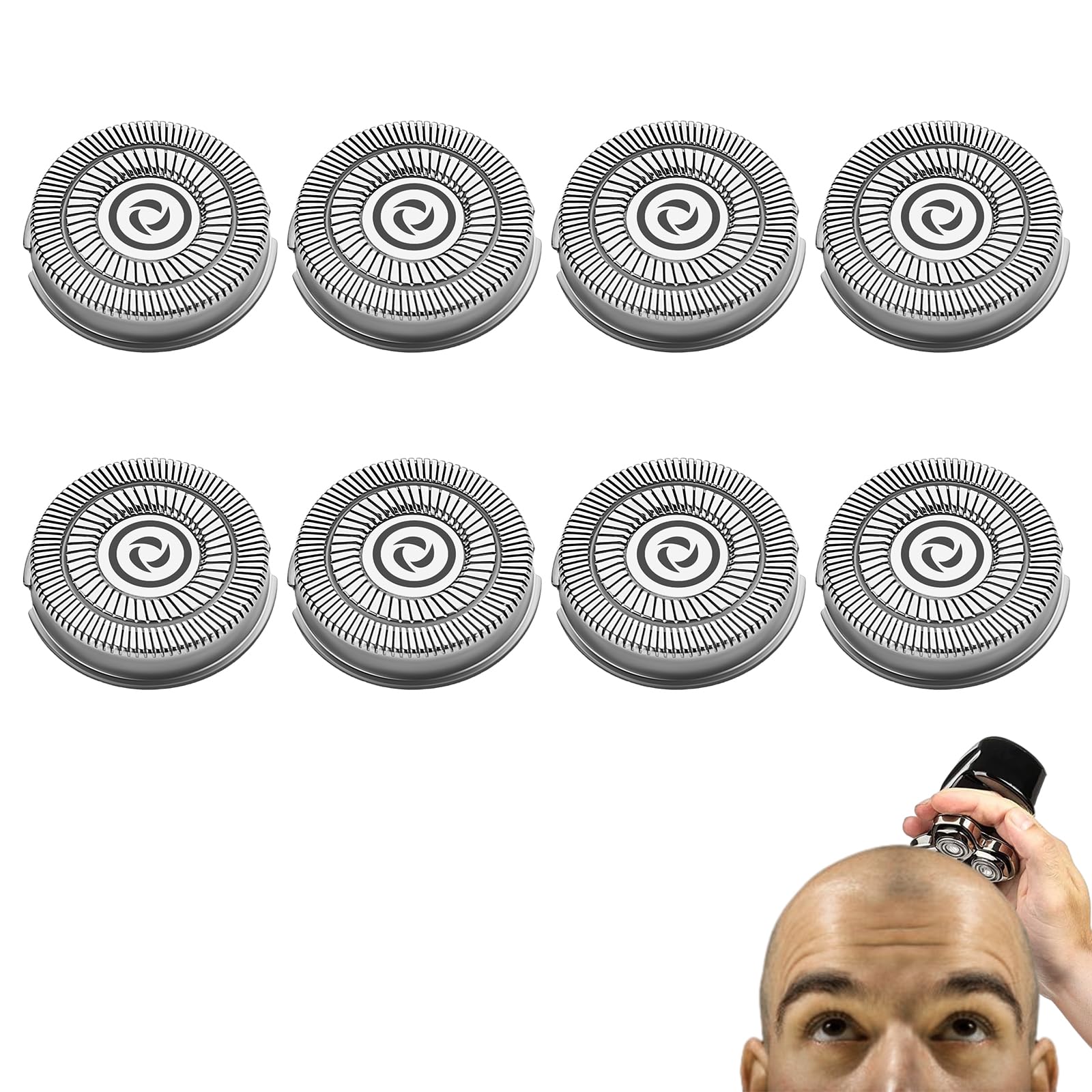 AUDOC Shaver Head Replacement Blade compatible with Skull Shaver Pitbull Gold PRO Shaver Replacement Blade 4 Head (8 Pack)