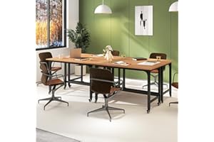 Giantex 8FT Conference Table, 4 PCS 48" Rectangular Mobile Meeting Room Desk w/Removable Storage Bag & 2 Hanging Hooks, Rolli