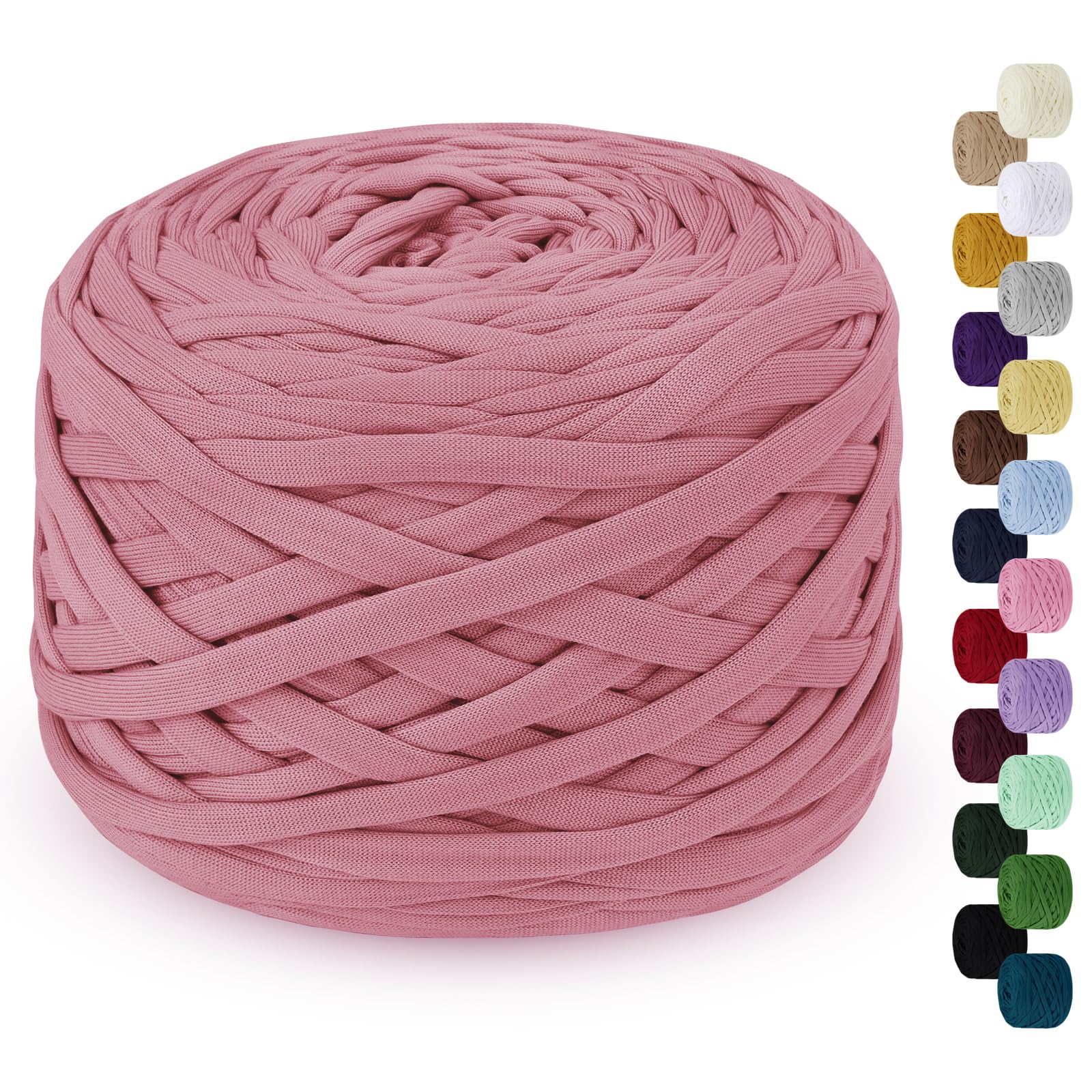 LEREATI 285g T Shirt Yarn for Crocheting 100m Elastic Ribbon Yarn Thick Crochet Fabric Yarn, Knitting T-Shirt Yarn for Crochet Bag, Blanket, Basket, DIY Projects, Home Decor (Dark Pink)