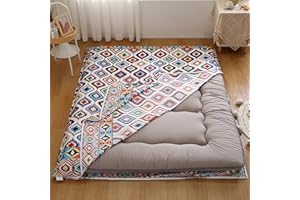 PRITIY Floor Futon Mattress Cover with Zipper Queen, Futon Covers 100% Cotton Washable Japanese Futon Mattress Cover Soft Skin-Friendly Without Shrinking (Tartan, Queen)