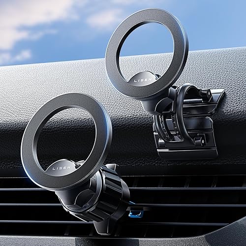 LISEN Magnetic Phone Holder for Car,MagSafe Car Mount for iPhone 17 Car Accessories for Men Women Interior [95% Increase Magnetic] Cars Vent Phone Mount Truck 2X Mat Fit GPS iPhone 17 Pro Max Air 16