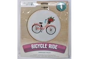 Leisure Arts Embroidery Kit 6" Bicycle Ride - cross stitch kits for beginners - embroidery kit for beginners - embroidery kit
