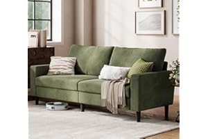 LINSY Modern Loveseat Sofa Couches for Living Room, Comfy Corduroy Sofa, Adjustable Seat Depth, Extra Deep Seats, Solid Wood Frame, Removable Cover, Love Seat Couch for Small Spaces (79inch, Green)