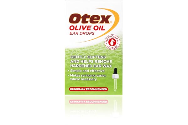 Otex Olive Oil Ear Drops for Natural, Gentle Removal of Excessive, Hardened Ear Wax. Bottle with Dropper Applicator, 10 ml (P