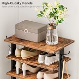 HOOBRO Tall Narrow Wooden Shoe Rack 8-Tier with 2 Hooks Rustic Brown view 8
