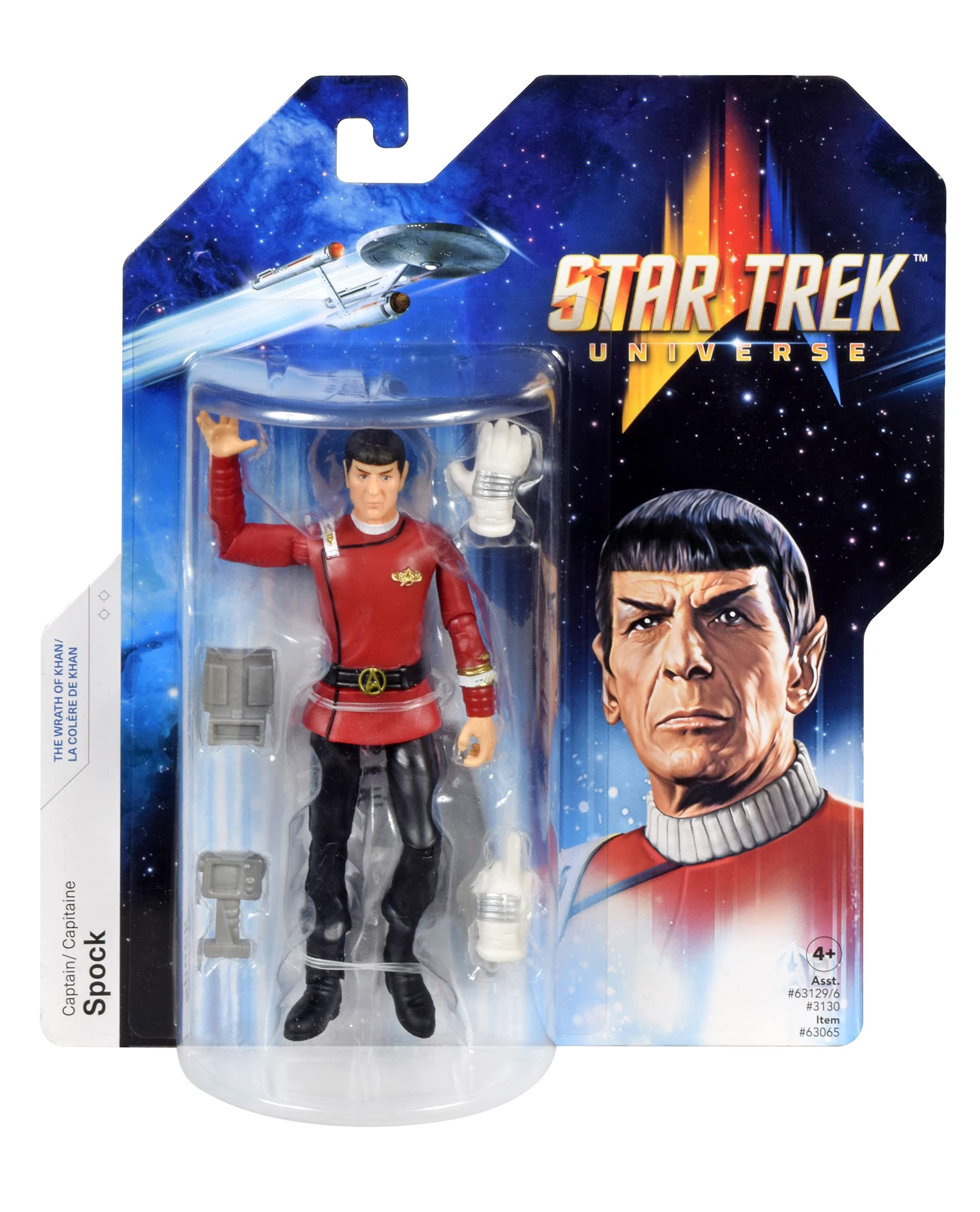 BANDAI Star Trek Captain Spock Action Figure - 5'' Wrath Of Khan Toy, Articulated, Star Trek Gifts