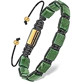 RTZN Jade Bracelet for Men – Premium Artisan Handcrafted Authentic Dark Green Jade Bracelet – 8MM Beaded Stone Mens Jade Bracelets