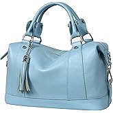 HESHE Womens Genuine Leather Purse Satchel Tote Bags Ladies Real Leather Bags Crossbody Handbags