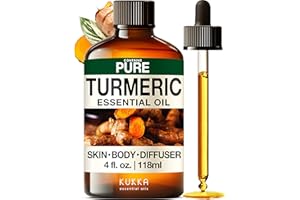 KUKKA ESSENTIAL OILS Kukka Turmeric Oil for Skin - 4 Fl Oz - Turmeric Essential Oil, Herbaceous Scent, for Face, Hair, Aromatherapy, Candle, DIY Soap Making Scents