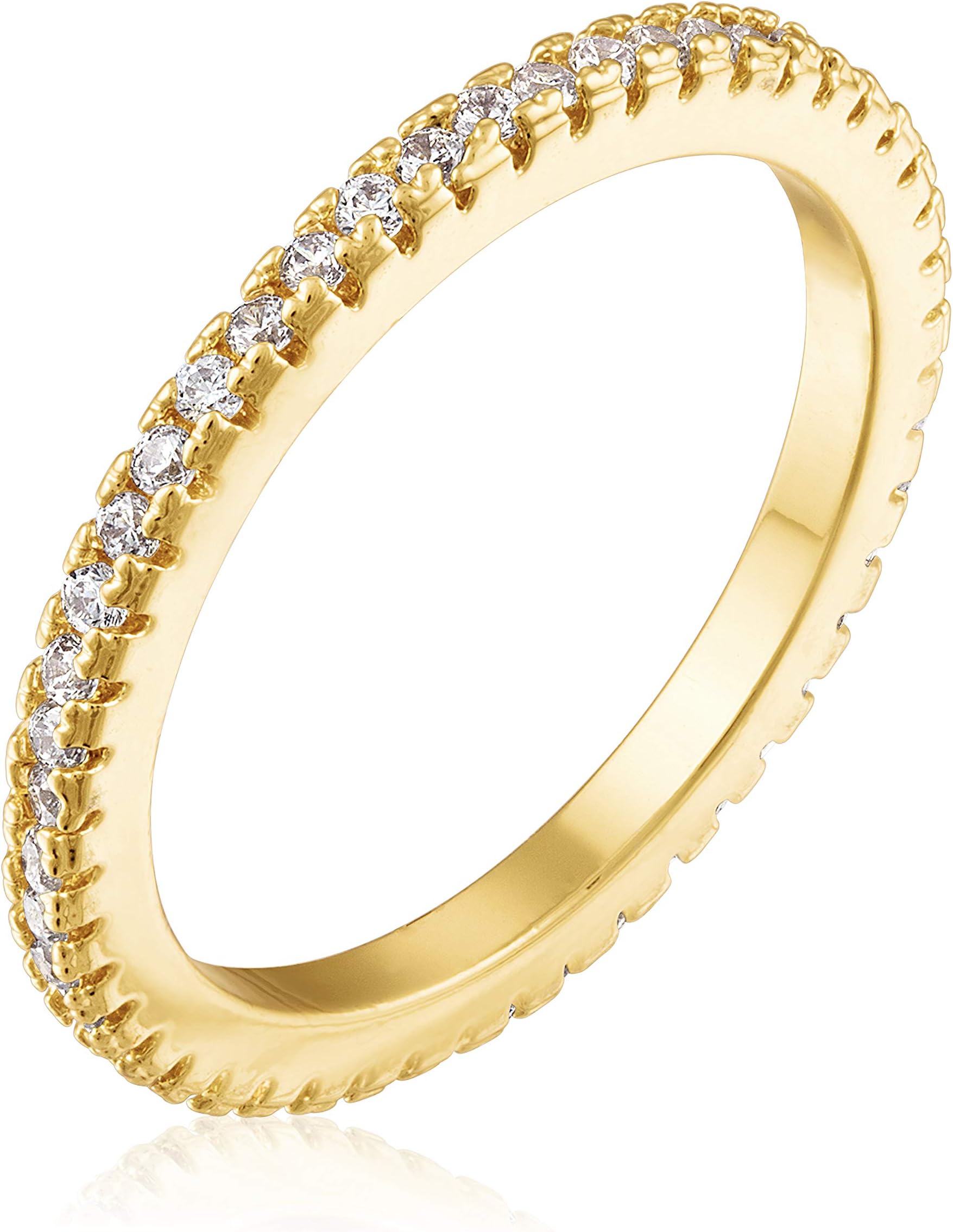 KISPER 18K Gold Plated Cubic Zirconia Stackable Ring Eternity Bands for Women