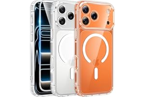 FNTCASE for iPhone 17 Pro Case: Clear Magnetic Transparent Phone Cases with Screen Protector Slim Anti Yellowing Military Gra