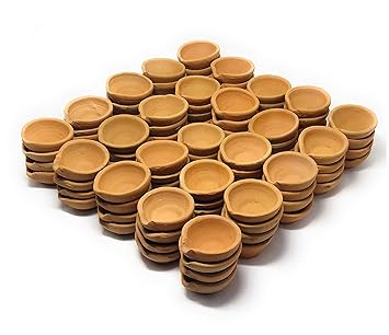 Diwali Diya Traditional Handmade Clay Mitti Diyas for Navratri Puja Decoration (Brown) Set of 100
