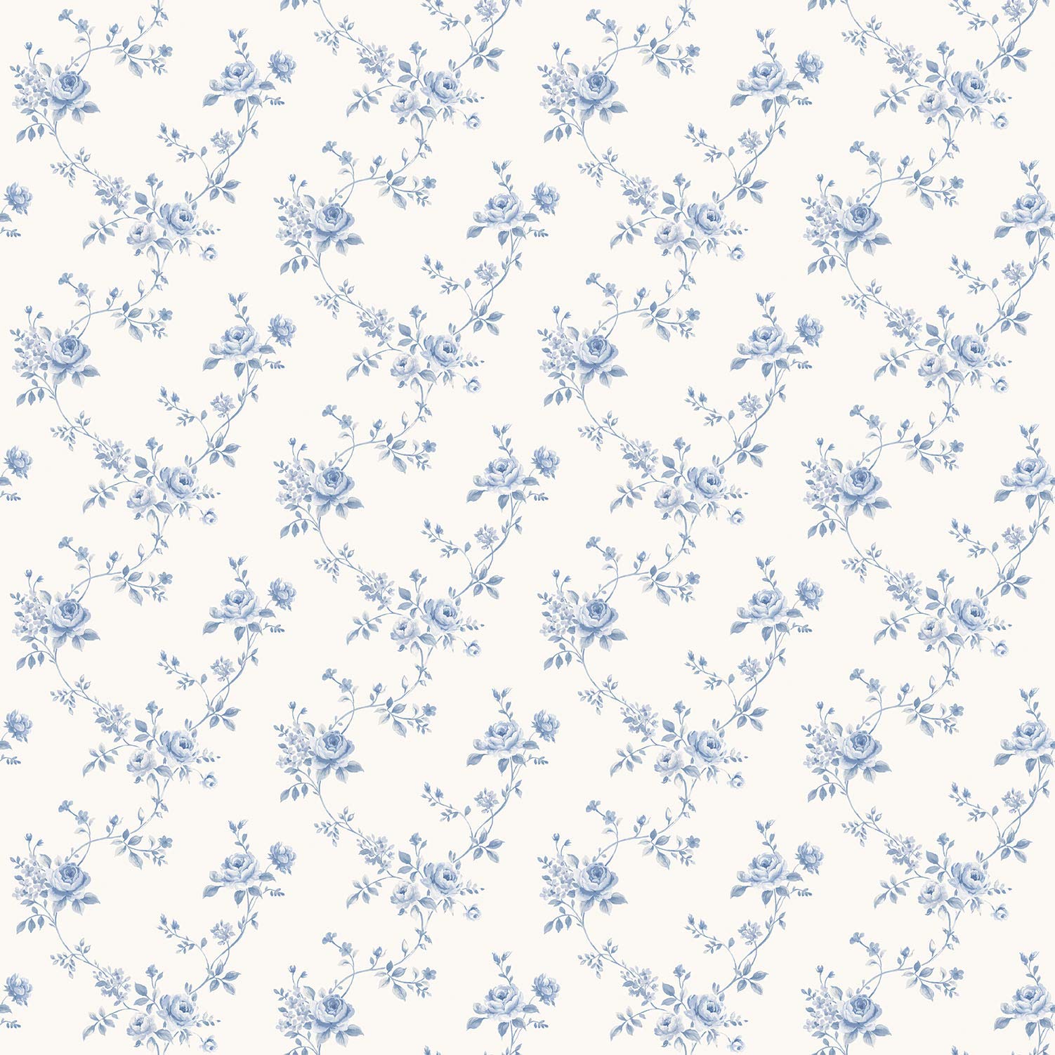 Galerie G67892 Miniatures 2 Rose Trail Design Wallpaper, Blue/White, 10m x 53cm