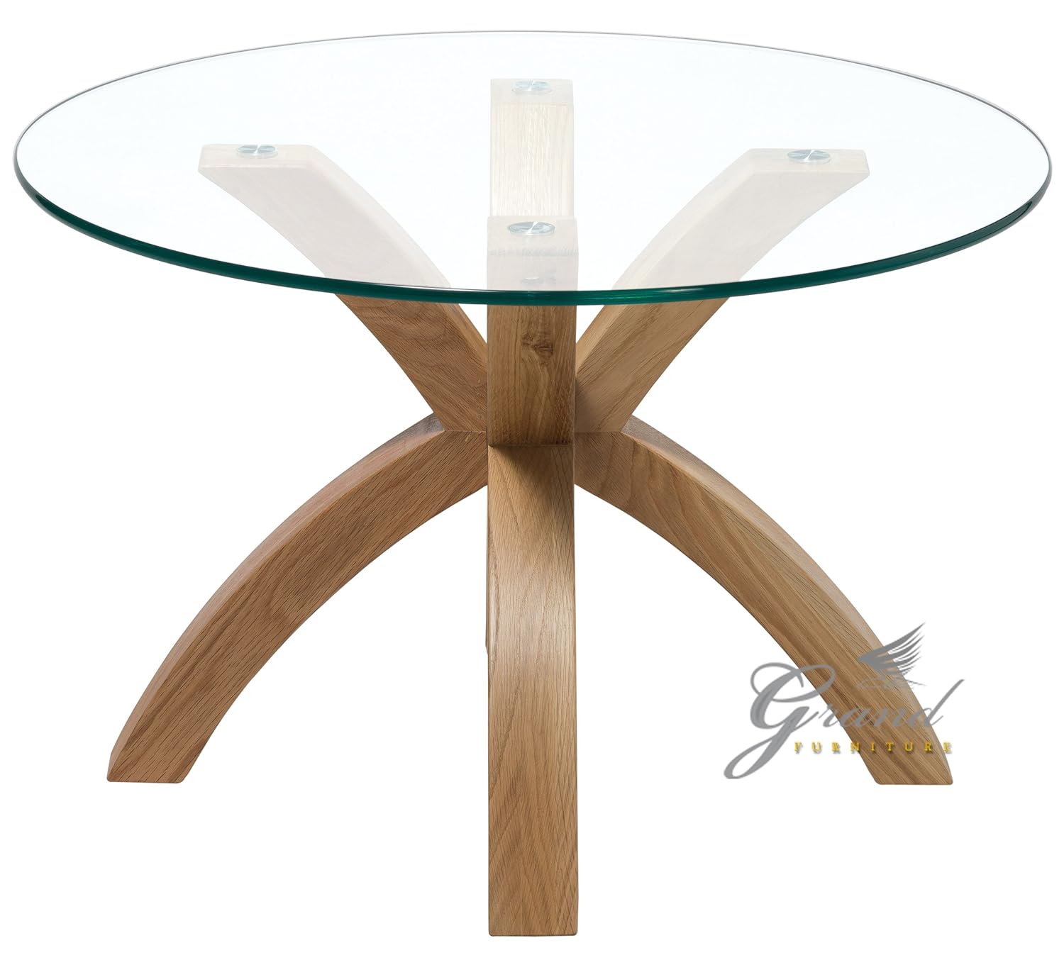 New Phoenix Solid Oak Glass Lamp Side End Table Modern Clear