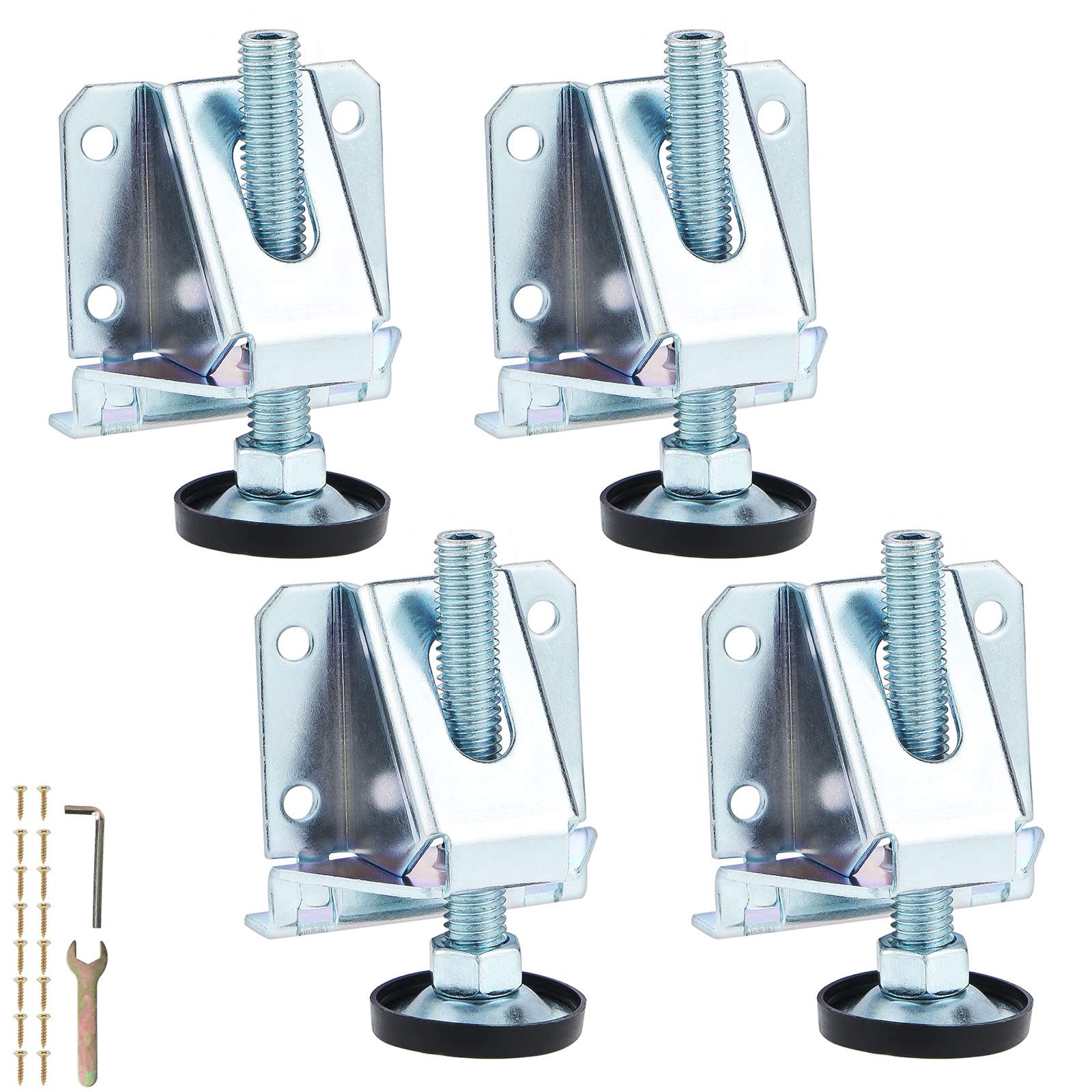 Knpwer 4Pcs Heavy Duty Furniture Levelers M10, Adjustable Furniture Leg Leveler,Lifting Leveler Cabinet Leveling Feet for Tables, Shelving Units, Cabinets, Workbench with Lock Nuts