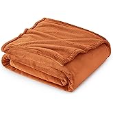 Bedsure GentleSoft Burnt Orange Fleece Throw Blanket Mango - 300GSM Soft Lightweight Plush Cozy Blankets for Bed, Sofa, Couch, Travel, Camping