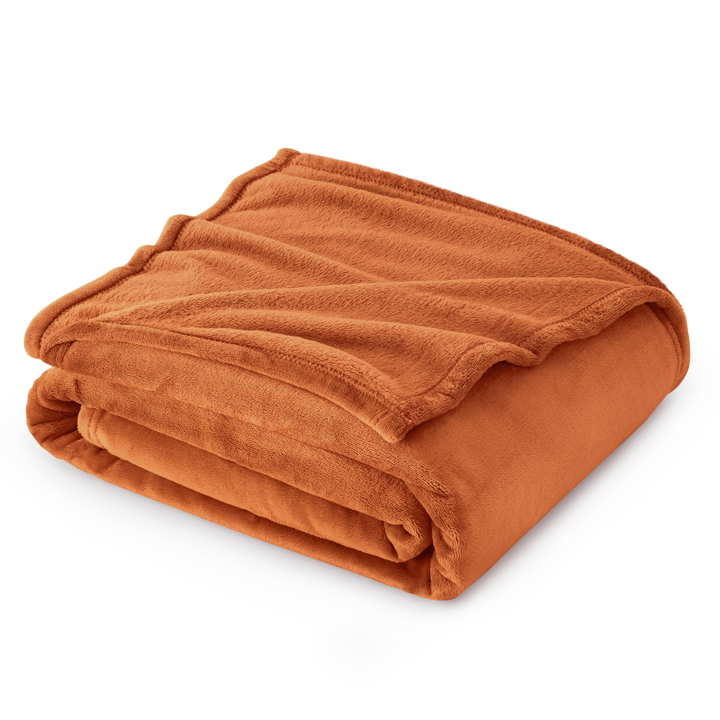 Bedsure Fleece Throw Blanket for Bed - Soft Cosy Fluffy Blankets for Sofa, Warm Double Throws for Audlts, Burnt Orange, 150x200 cm