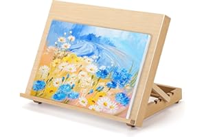 Adjustable Table Easel, 5-Angle Drafting Board for Diamond Painting, Drawing, Sketching & Puzzles, 16.5" x 12.5" Solid Beech Wood Art Board with Non-Slip Feet, by TX Liteart