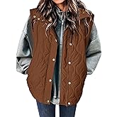 Zeagoo Puffer Vest Women Sleeveless Quilted Jacket Lightweight Snap Zip Up Stand-up Collar Down with Pockets Outerwear