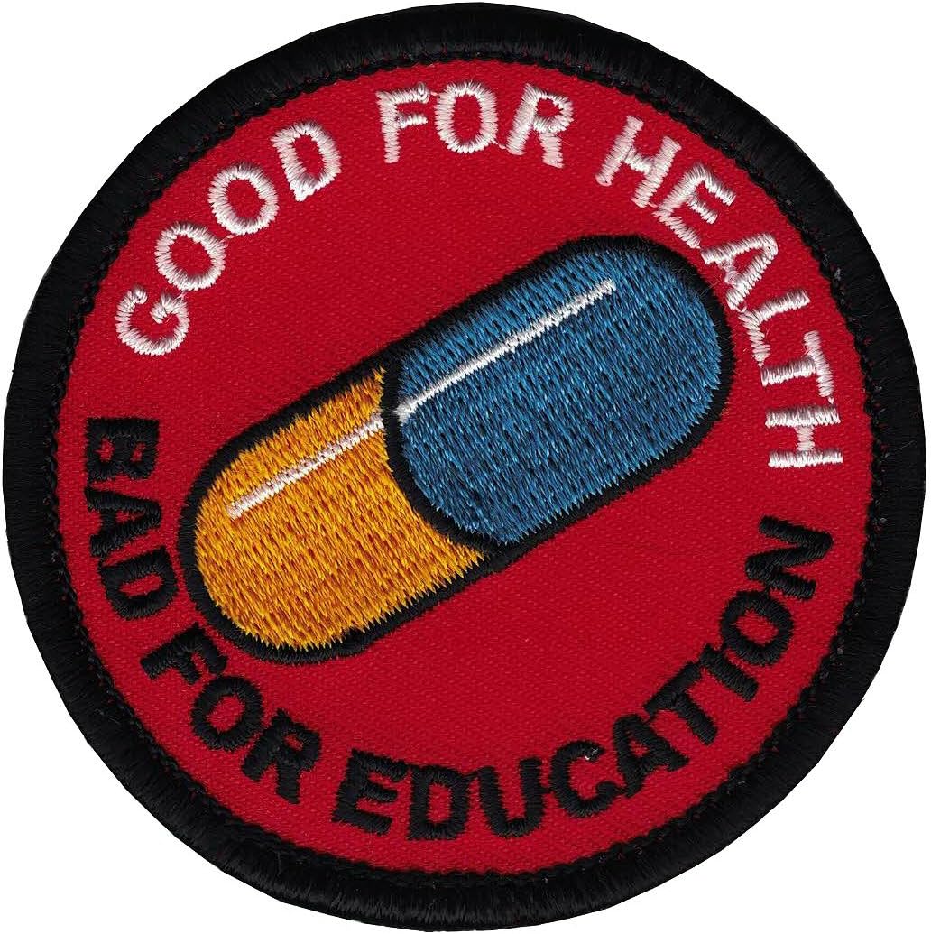 Iron On Akira Kaneda Good for Health Bad for Education Japanese Anime Emo Punk Scifi Patch