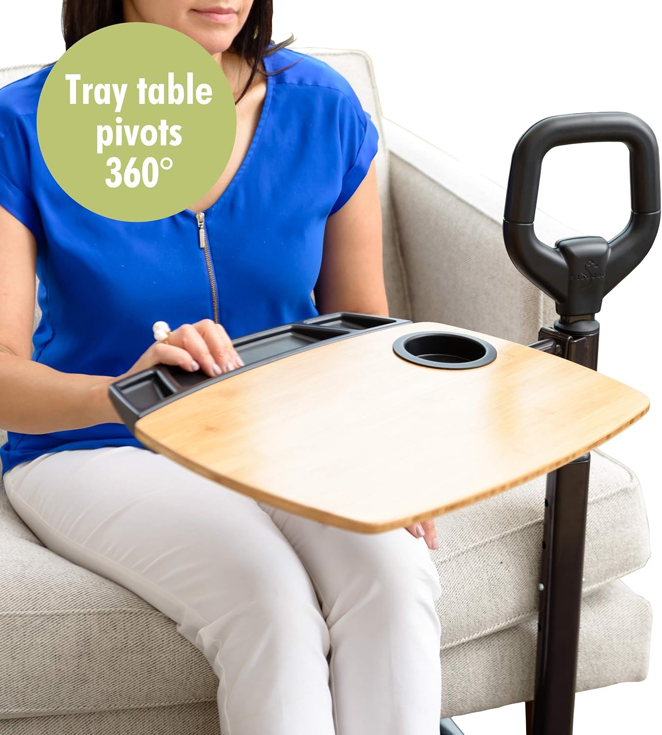 Able Life Able Tray Table, Adjustable Bamboo Swivel TV and Laptop Table with Ergonomic Stand Assist Safety Handle, Independent Living Aid: Health & Personal Care