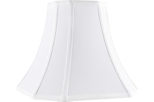 JERHOUS White-Ivory Square Cut Corner Bell Lamp Shade Medium Lampshade 6.5``Top×13``Bottom×10.6``Hight(Spider) Modern Lamp Shade for Table & Floor Lamp - Lampshade Replacement