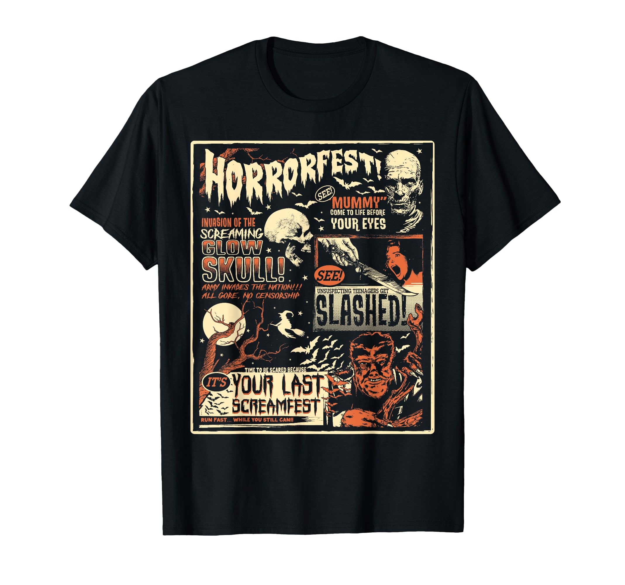 Photo 1 of Vintage Horrorfest Movie Poster Terror Old Time Halloween T-Shirt
