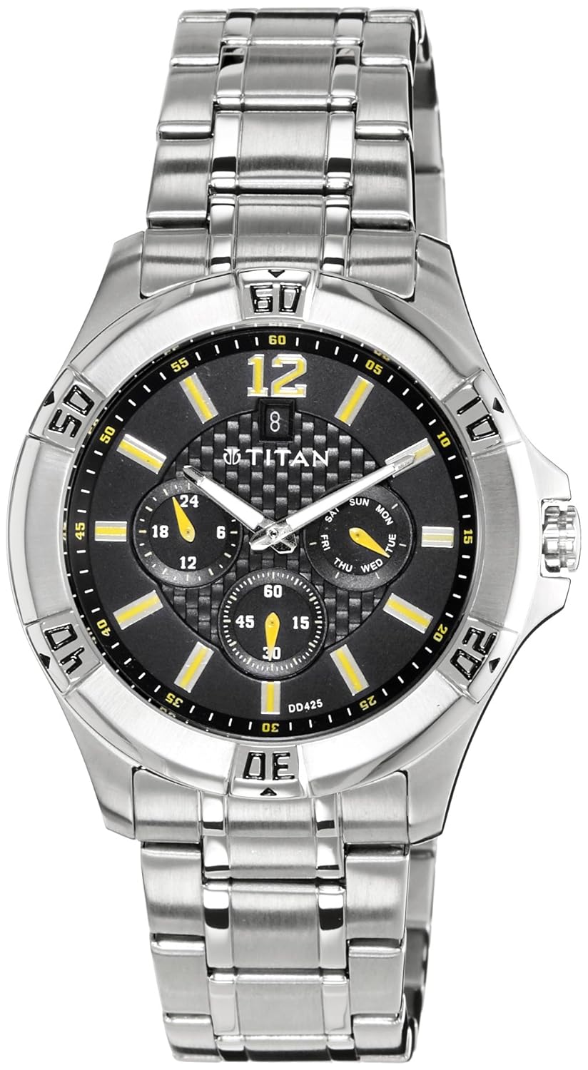 titan analog black dial men's watch - 1622sm01j