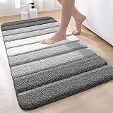 DEXI Bath Mat 60 x 90 cm Grey Extra Soft Microfiber Non-Slip