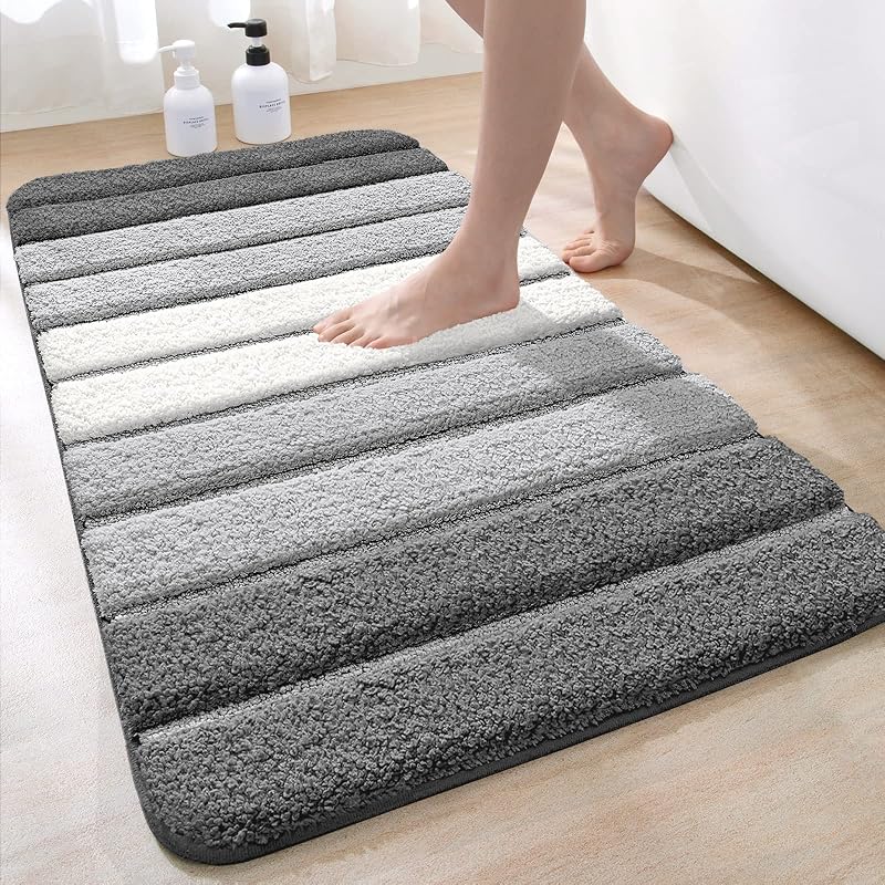 DEXI Bath Mat 60 x 90 cm Grey Extra Soft Microfiber Non-Slip