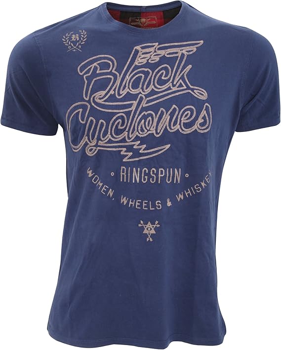 Amazon リングスパン Ringspun メンズ サイクロン 半袖クルーネックtシャツ ブランドtシャツ ブリティッシュファッション 男性用 Xl インディゴ Tシャツ カットソー 通販