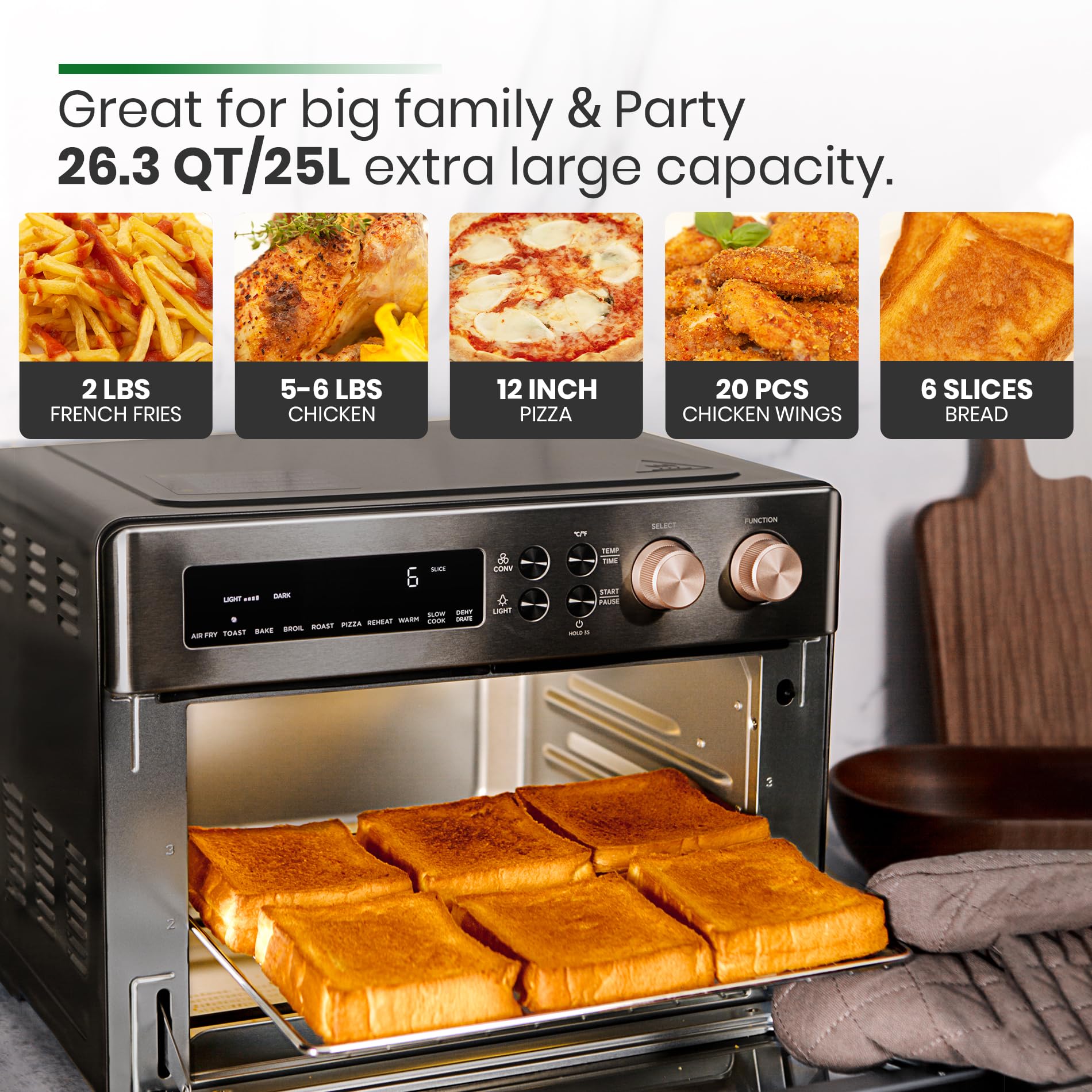 VAL CUCINA Infrared Heating Air Fryer Toaster Oven, Extra Large