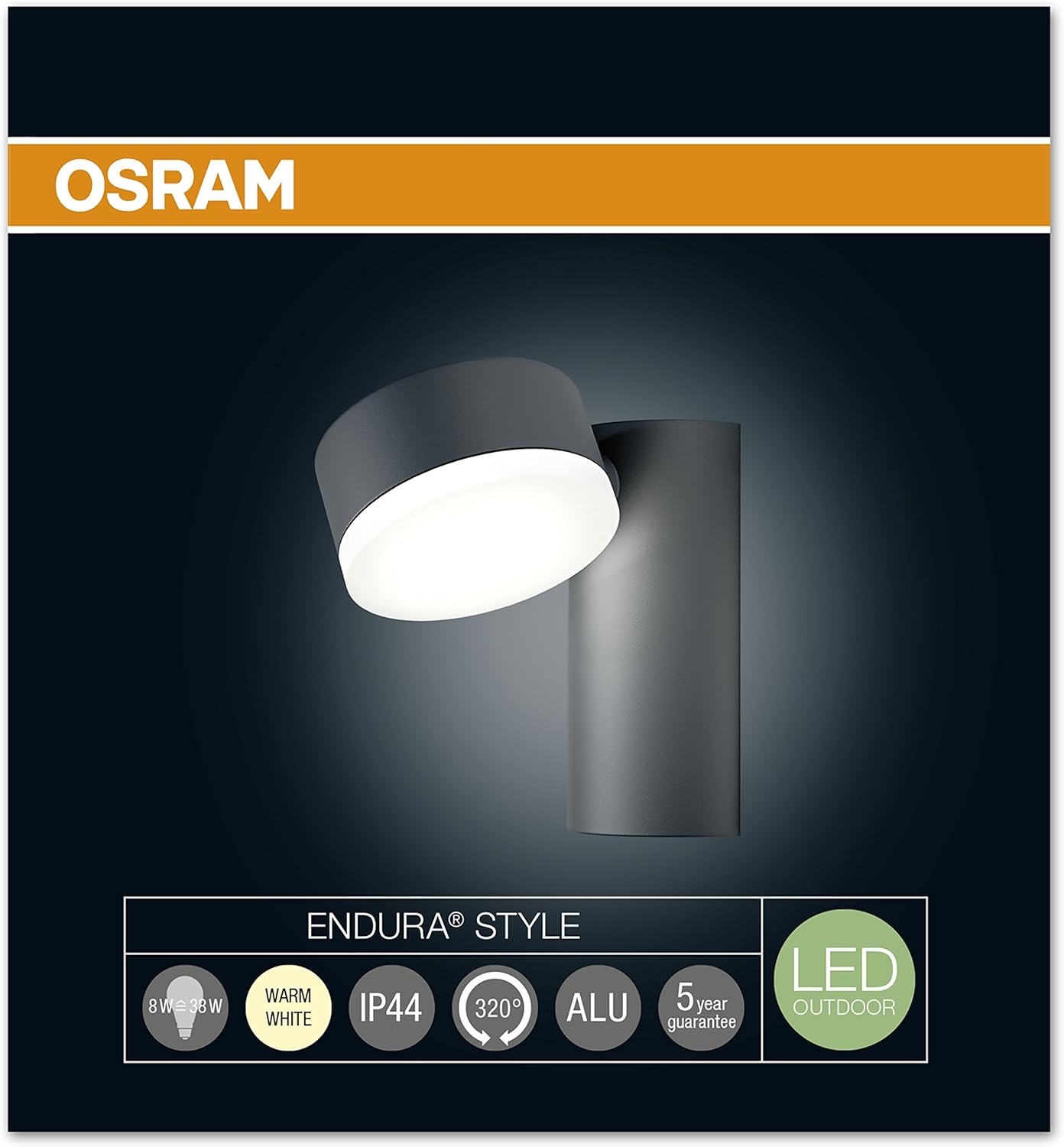 OSRAM Endura Style Spot RD Dark Grey LED Outdoor Luminaire, Warm White, 8 W - Image 4