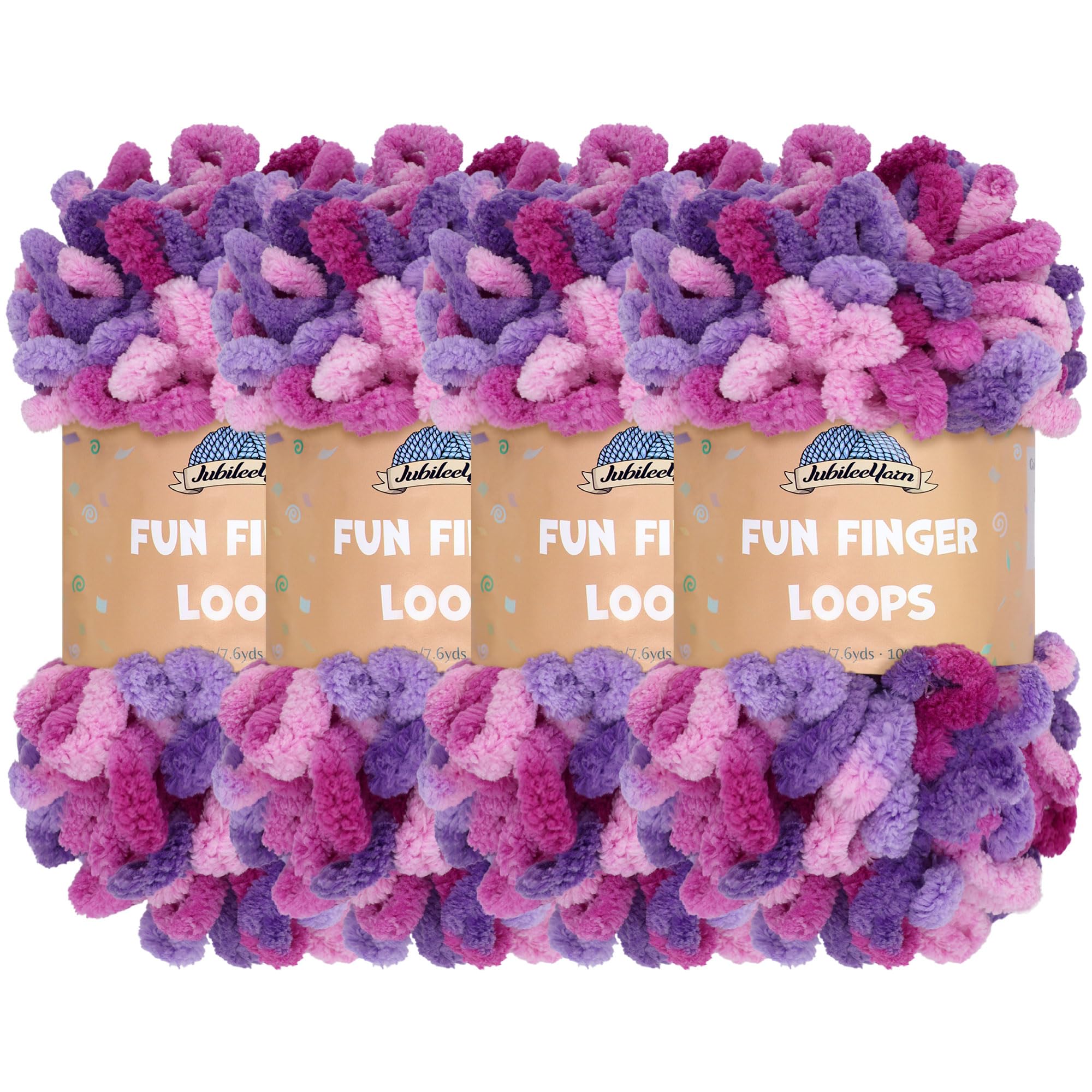 JubileeYarn Fun Finger Loops Yarn - Polyester Jumbo Weight Loop Yarn - 100g/Skein - Nyx - 4 Skeins