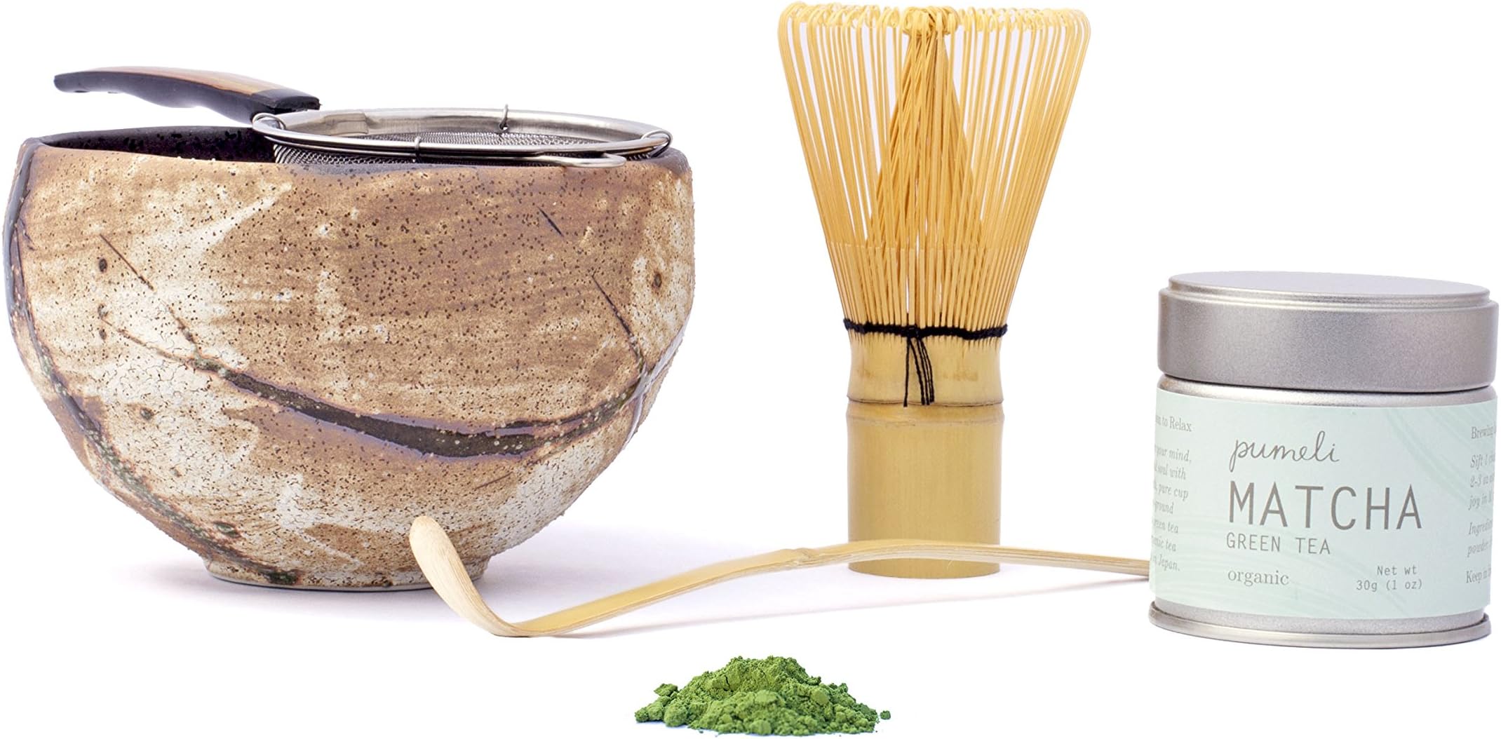 Matcha Tea Gift Set with Strainer, Bowl to Make Japanese Green Tea – 1 Kit