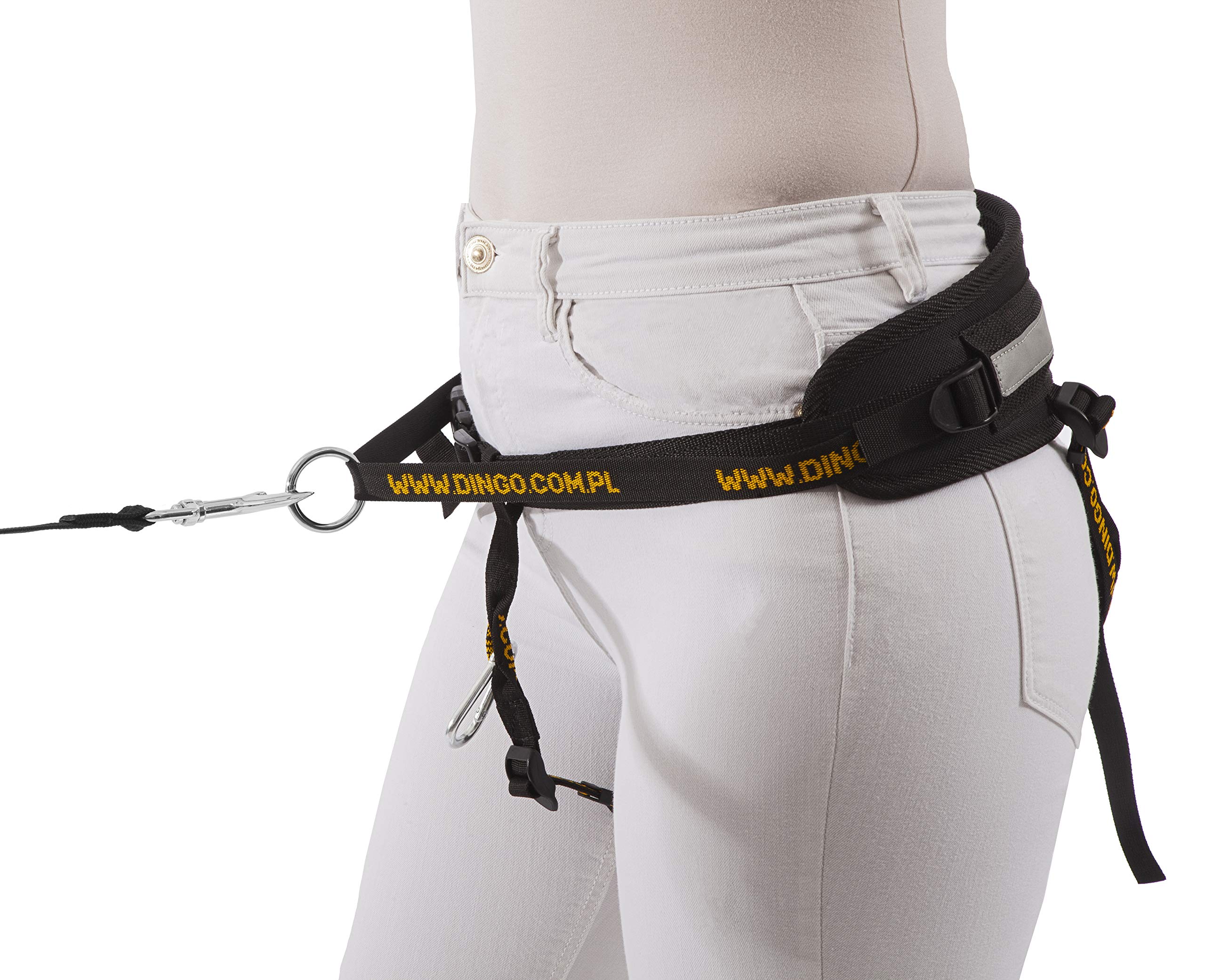 DINGO Canicross Belt 4-in-1 Universal, Adjustable, Safe, Reflective, Multifunctional, Hands-Free Dog Walking Belt for Running, Sports, Jogging, Training, Black (12780-2)