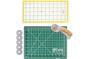 W.A. PORTMAN WA Portman Rotary Cutter Set & Sewing Cutting Mat - 45mm Rotary Cutter for Fabric & 5 Blades - 9x12 Inch Fabric Cutting Mat - 6x12 Inch Quilting Ruler