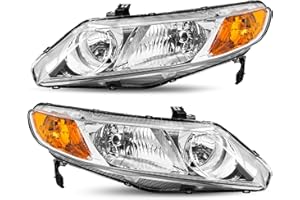 TUSDAR 4-Door Sedan Headlight Assembly Set Compatible with 2006-2011 Honda Civic Driver & Passenger Side