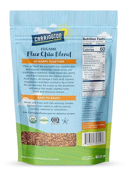 CARRINGTON FARMS FLAX CHIA BLEND, GLUTEN FREE, USDA ORGANIC, 12 OUNCE