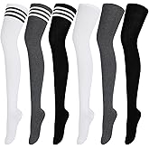 Aneco 6 Pairs Thigh High Socks Over Knee High Stockings Extra Long Leg Warmers for Women